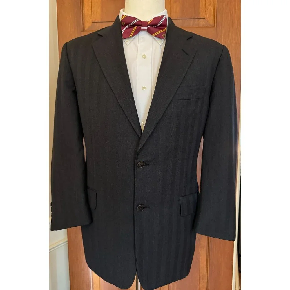 VTG Hickey Freeman Loro Piana Wool Sport Coat Men 41S‎ Herringbone Jacket Blazer